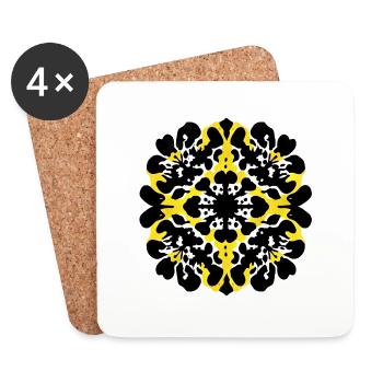 taches d'encre colorées | - Dessous de verre (lot de 4) - blanc - Devant