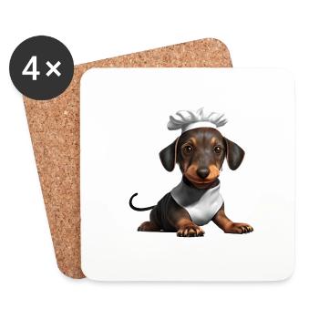 Dachshund Gastronom Hund Dackelwelpe Kochen Hunde - Untersetzer (4er-Set) - Weiß - Vorne