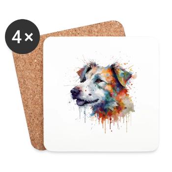 Colorful dog Image, abstract color palette - Untersetzer (4er-Set) - Weiß - Vorne