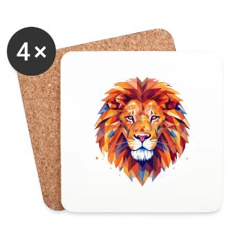 Geometric lion's head - Coasters (set of 4) - white - Front