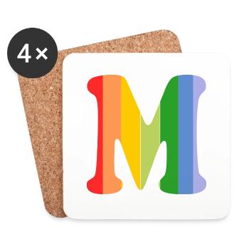 Buchstabe M Regenbogen - Untersetzer (4er-Set) - Weiß - Vorne