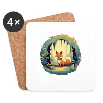 Fairy-tale forest fox - Coasters (set of 4) - white - Front
