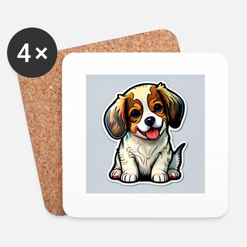 Beagle Welpen mit süßer Mütze Hundehalter - Untersetzer (4er-Set) - Weiß