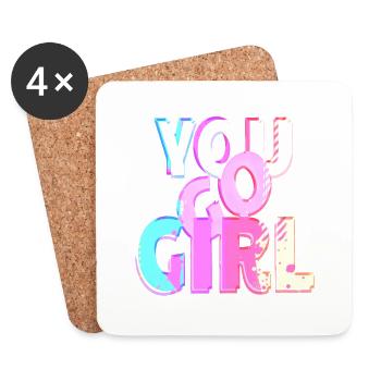 you go girl power women girl feminism quotes woman - Coasters (set of 4) - white - Front