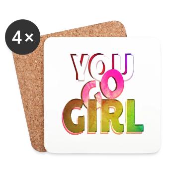 you go girl power women girl feminism quotes woman - Coasters (set of 4) - white - Front