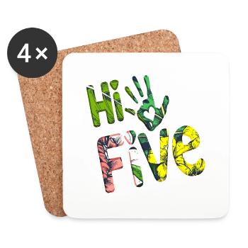 High Five Style Cool Hand Joke Saying Hit Trend - Coasters (set of 4) - white - Front
