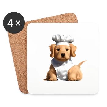 Golden Retriever Kochen Hundewelpe Gastronom Hunde - Untersetzer (4er-Set) - Weiß - Vorne