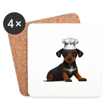 Teckel Chiens Restaurateur Chien Teckel Chiot Cuisine - Dessous de verre (lot de 4) - blanc - Devant