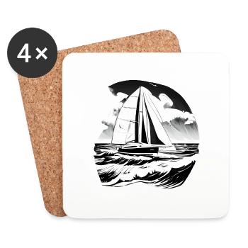 sailor sailing sailing sailboat sailing ship - Coasters (set of 4) - white - Front