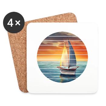 Sailing, sailing, sailboat, sailing ship - Coasters (set of 4) - white - Front