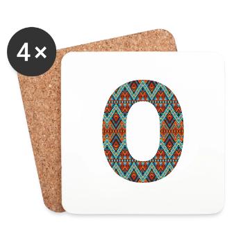 Buchstabe O- Boho-Design, buntes Monogramm - Untersetzer (4er-Set) - Weiß - Vorne