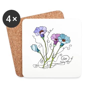 Fleur - Dessous de verre (lot de 4) - blanc - Devant