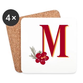 Buchstabe M mit Blume - Untersetzer (4er-Set) - Weiß - Vorne