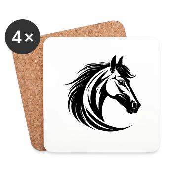 Pferd Pferdekopf Pony - Untersetzer (4er-Set) - Weiß - Vorne