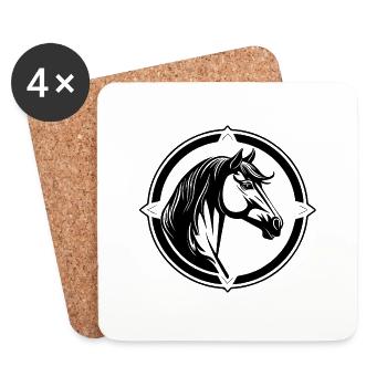 Pferd Pferdekopf Pony - Untersetzer (4er-Set) - Weiß - Vorne
