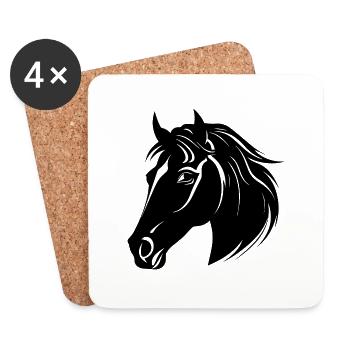 Pferd Pferdekopf Pony - Untersetzer (4er-Set) - Weiß - Vorne
