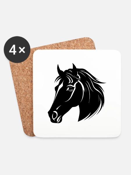 Pferd Pferdekopf Pony - Untersetzer (4er-Set) - Weiß