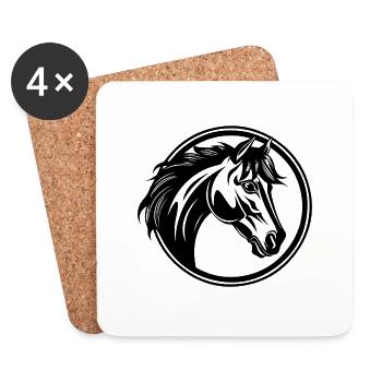 Pferd Pferdekopf Pony - Untersetzer (4er-Set) - Weiß - Vorne