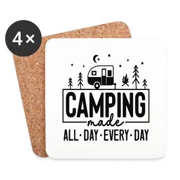 Camping Mode All Day Every Day - Untersetzer (4er-Set) - Weiß - Vorne