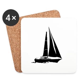 Sailboat Sailing Sailing Sailing Sailing Ship - Coasters (set of 4) - white - Front