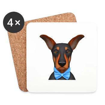 Doberman chiot Doberman chien Doberman dresseur - Dessous de verre (lot de 4) - blanc - Devant