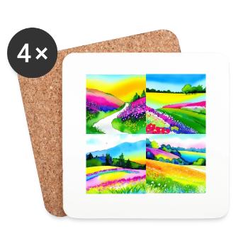 Verzaubernde Wiesen - Nachhaltige Kollektion - Untersetzer (4er-Set) - Weiß - Vorne