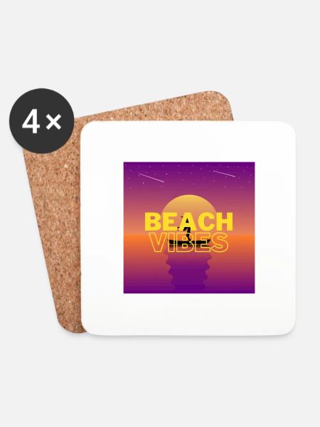Beach 3 - Untersetzer (4er-Set) - Weiß