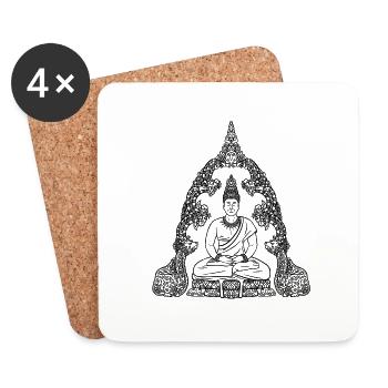 Buddha schwarz - Untersetzer (4er-Set) - Weiß - Vorne