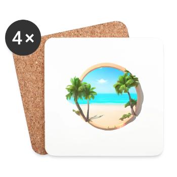 Vacances d’été Palmier Soleil Palm Islands Island Beach - Dessous de verre (lot de 4) - blanc - Devant