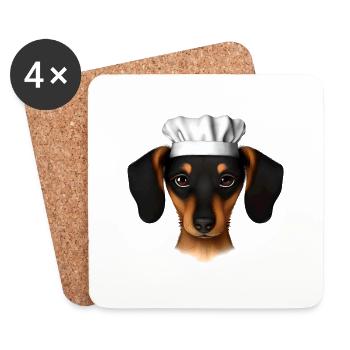 Teckel Restaurateur Chiens Chien Teckel Chiot Cuisine - Dessous de verre (lot de 4) - blanc - Devant