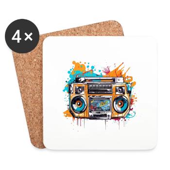 Graffiti Radio - Dessous de verre (lot de 4) - blanc - Devant