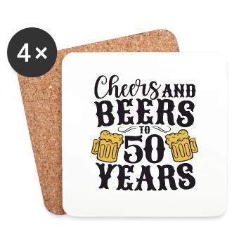 Cheers and Beers for 50 Years - Coasters (set of 4) - white - Front