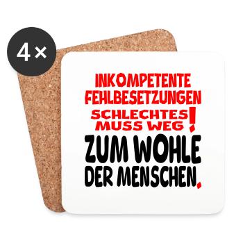 zum Wohle der Menschen - Untersetzer (4er-Set) - Weiß - Vorne