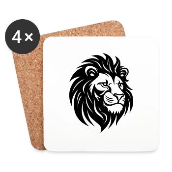 Prédateur à tête de lion - Dessous de verre (lot de 4) - blanc - Devant