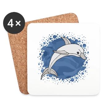 Delfin - Untersetzer (4er-Set) - Weiß - Vorne