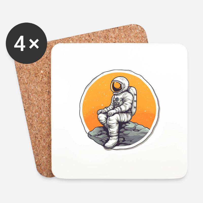 Mond-Astronaut - Untersetzer (4er-Set) - Weiß