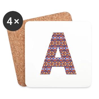 Monogramm Buchstabe A - geometrisches Muster - Untersetzer (4er-Set) - Weiß - Vorne