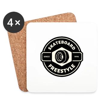 SKATEBOARD FREESTYLE X SKATE ROLLE - Untersetzer (4er-Set) - Weiß - Vorne