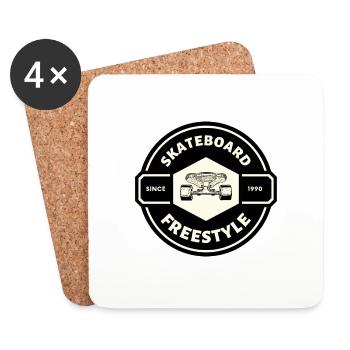 SKATEBOARD FREESTYLE X BOARD FACE - Untersetzer (4er-Set) - Weiß - Vorne