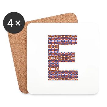 Monogramm Buchstabe E - geometrisches Muster - Untersetzer (4er-Set) - Weiß - Vorne
