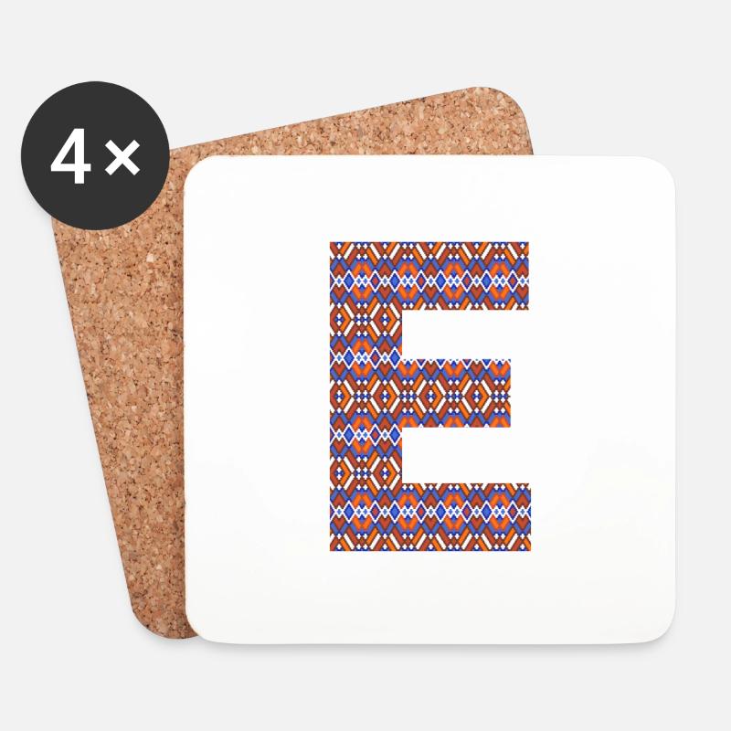 Monogramm Buchstabe E - geometrisches Muster - Untersetzer (4er-Set) - Weiß