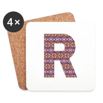 Monogramm Buchstabe R - geometrisches Muster - Untersetzer (4er-Set) - Weiß - Vorne