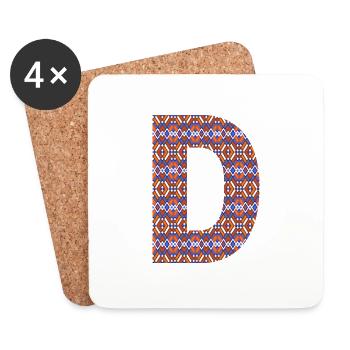 Monogramm Buchstabe D - geometrisches Muster - Untersetzer (4er-Set) - Weiß - Vorne