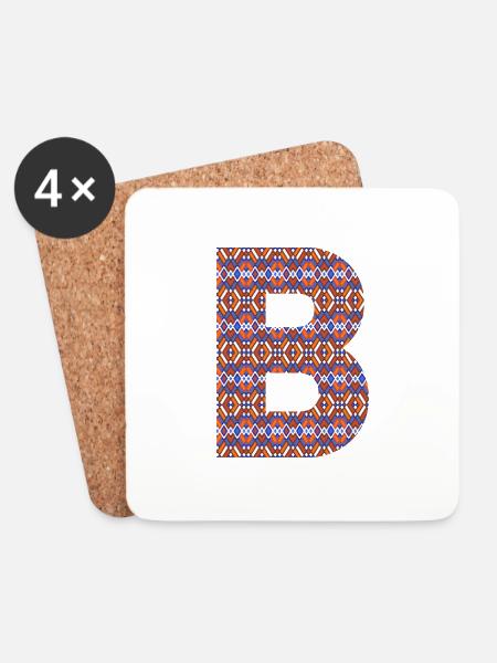 Monogramm Buchstabe B - geometrisches Muster - Untersetzer (4er-Set) - Weiß