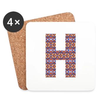 Monogramm Buchstabe H - geometrisches Muster - Untersetzer (4er-Set) - Weiß - Vorne