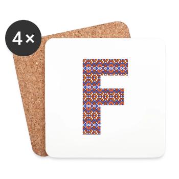 Monogramm Buchstabe F - geometrisches Muster - Untersetzer (4er-Set) - Weiß - Vorne