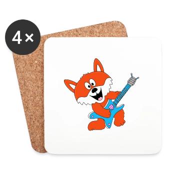 GITARRE - MUSIK - FUCHS - TIER - KIND - BABY - Untersetzer (4er-Set) - Weiß - Vorne