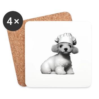 Poodle Puppy Cooks Dog Owner Poodle Puppy - Coasters (set of 4) - white - Front