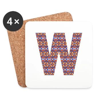 Monogramm Buchstabe W - geometrisches Muster - Untersetzer (4er-Set) - Weiß - Vorne