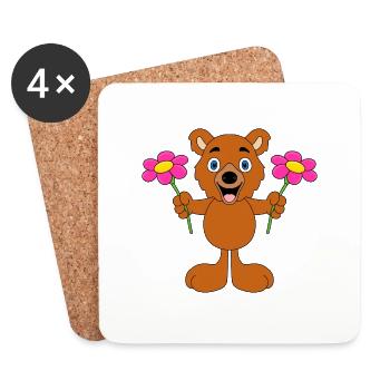 BÄR - BLUMEN - TIER - KIND - BABY - GARTEN - FUN - Untersetzer (4er-Set) - Weiß - Vorne